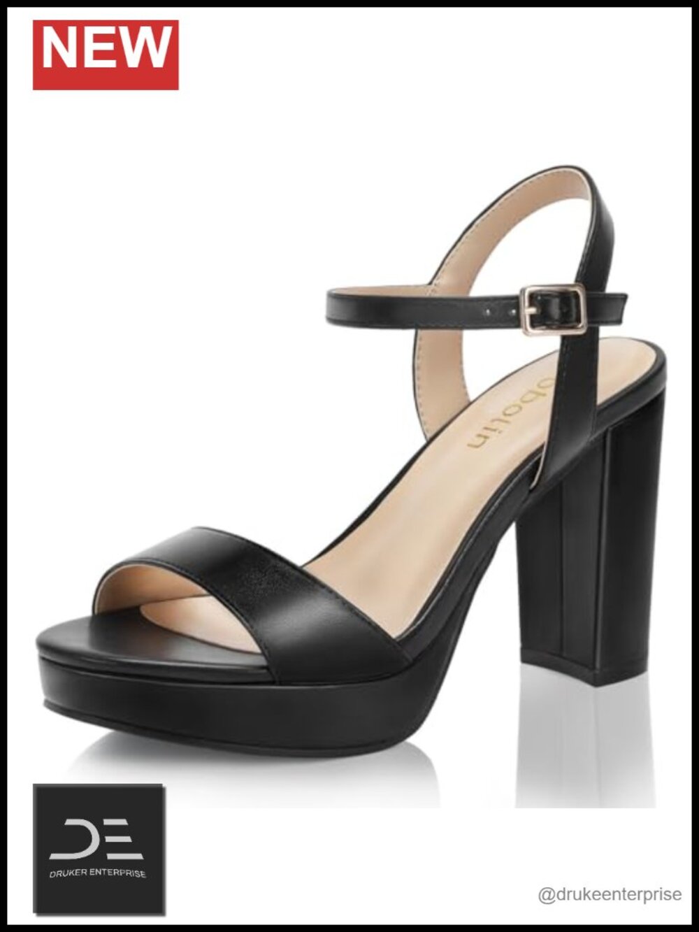 Women's Wide Width Block Heels Platform Sandals Adjustable Ankle Strap Open Toe